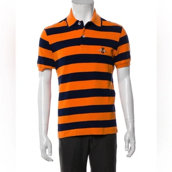 Gucci Orange and Navy Striped Polo Shirt - Picture 2 of 6